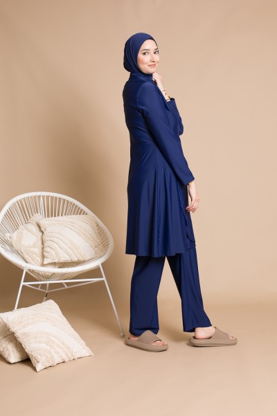 Burkini cremallera azul