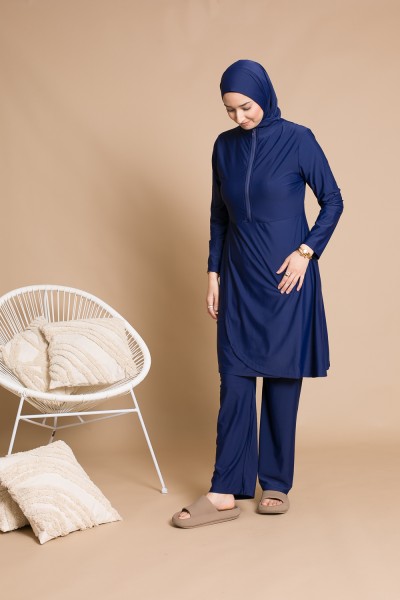 Burkini cremallera azul