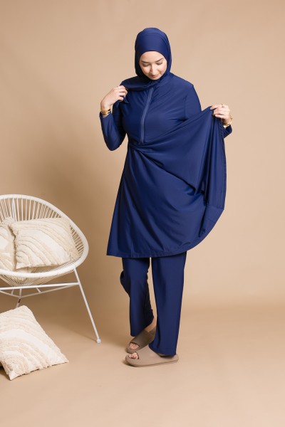 Burkini cremallera azul
