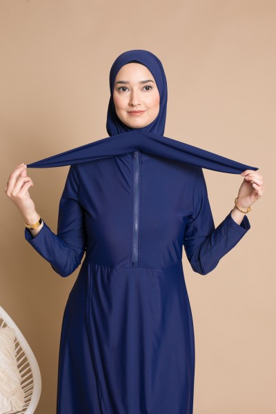 Burkini cremallera azul