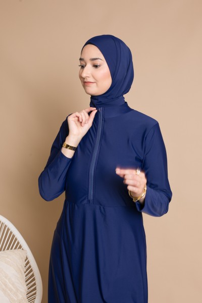 Burkini cremallera azul