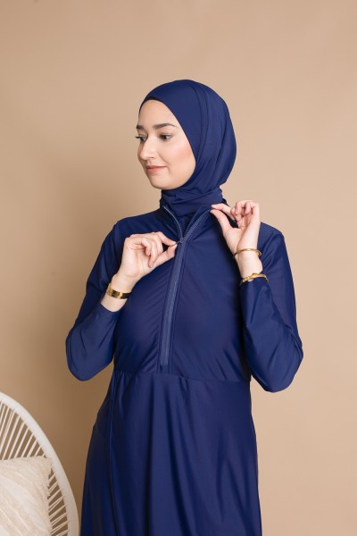 Burkini cremallera azul