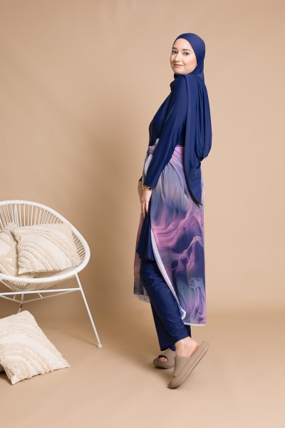 Burkini cremallera azul