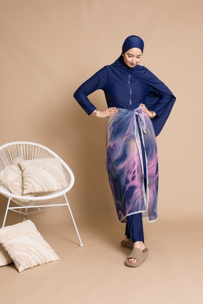 Burkini cremallera azul