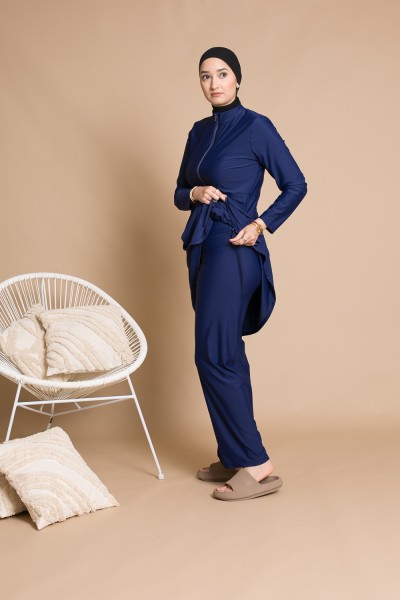 Burkini cremallera azul