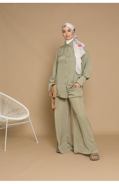 Ensemble pantalon et chemise large léger pour printemps été. Boutique hijab moderne pas cher.