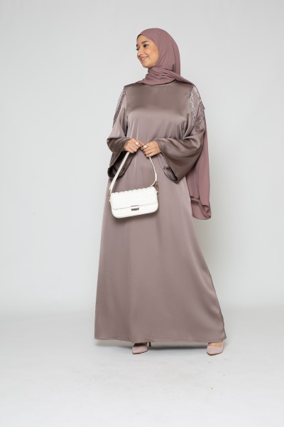 Luxery pearly pink taupe dress