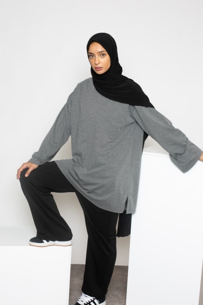 Top holgado con mangas anchas Salam, gris antracita