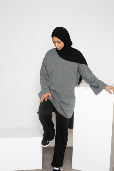 Top holgado con mangas anchas Salam, gris antracita