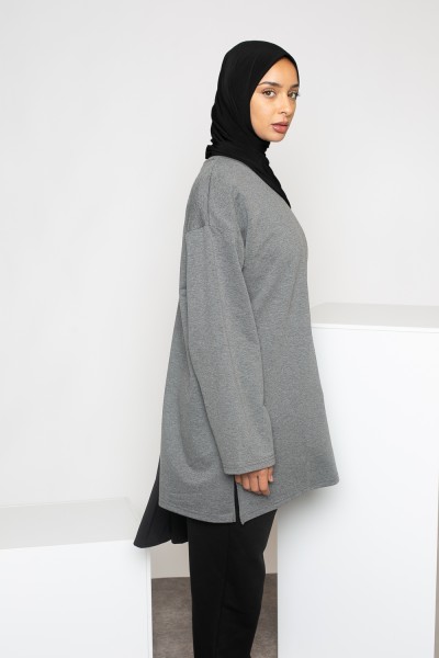 Top holgado con mangas anchas Salam, gris antracita