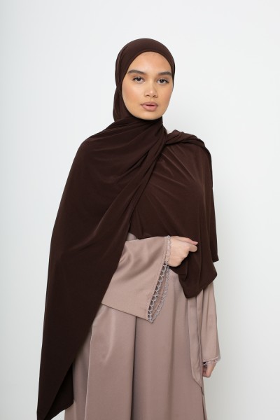 Hijab Jersey Premium Dunkelbraun