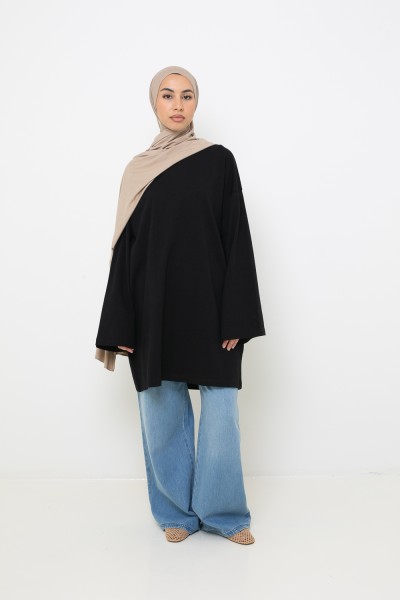 Maxi-T-Shirt in Schwarz