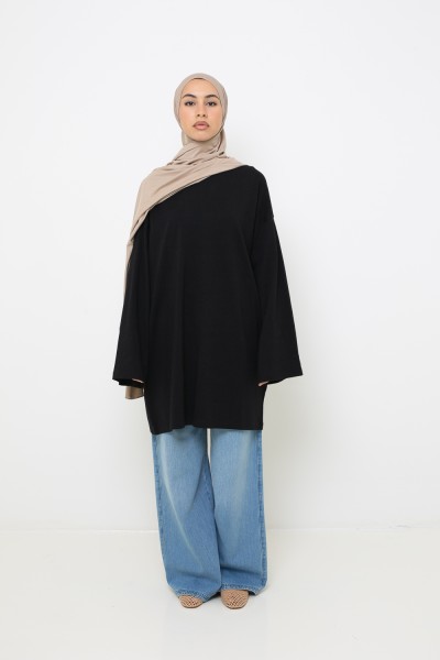 Maxi-T-Shirt in Schwarz