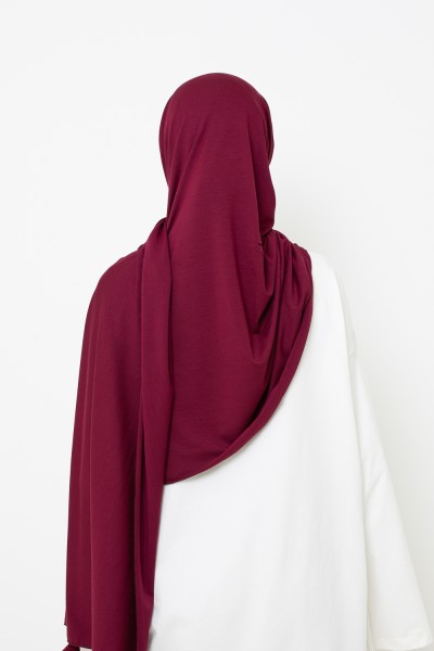 Hiyab de jersey suave de lujo listo para anudar en color burdeos