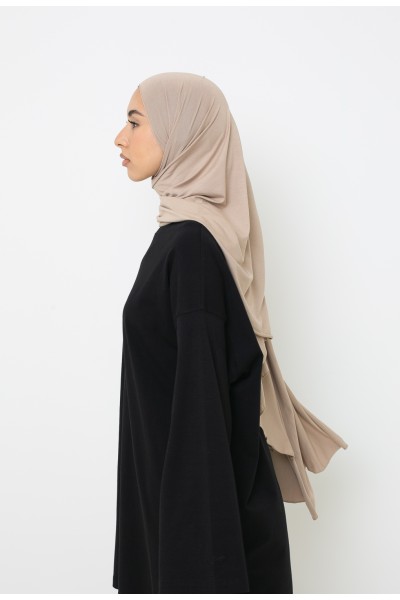 Jersey hijab de lujo suave color greige
