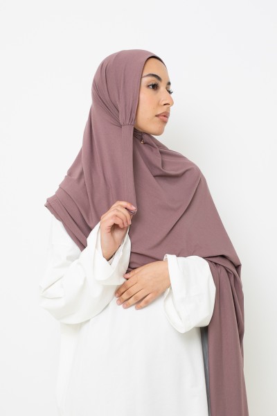 Hijab jersey luxe soft prêt à nouer prune