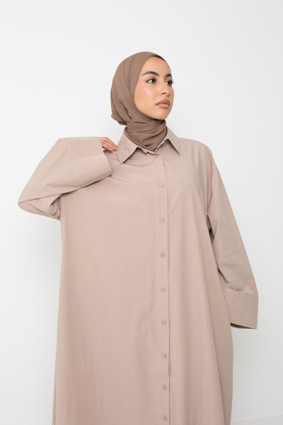 Vestido camisero Azla color topo