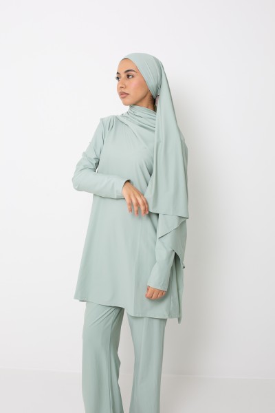 Burkini hijab listo para atar, color verde agua