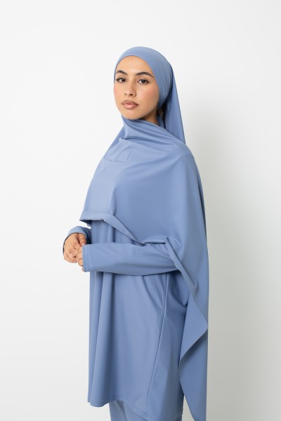 Hijab burkini azul listo para atar
