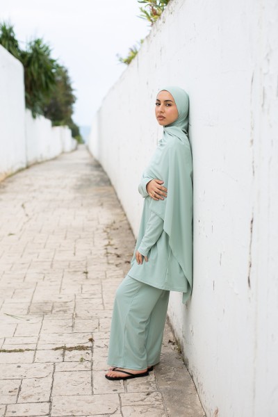 Burkini hijab listo para atar, color verde agua
