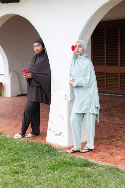 Burkini hijab listo para atar, color verde agua