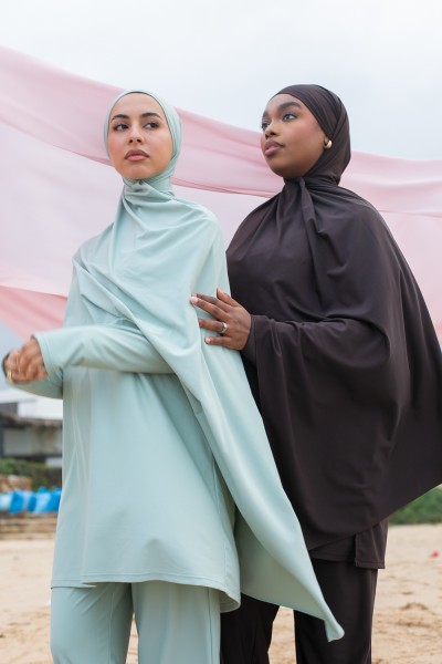 Burkini hijab listo para atar, color verde agua