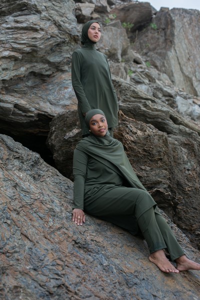 Langer Khaki-Hijab-Burkini