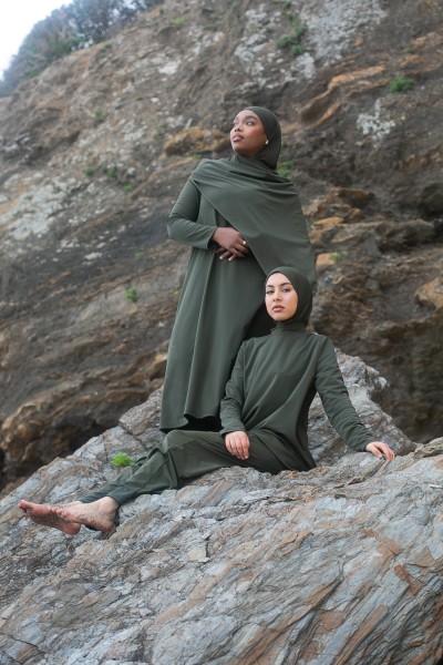 Langer Khaki-Hijab-Burkini