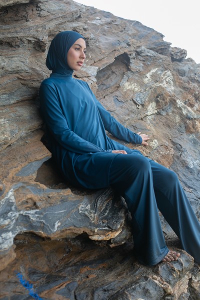 Burkini palazzo azul petróleo