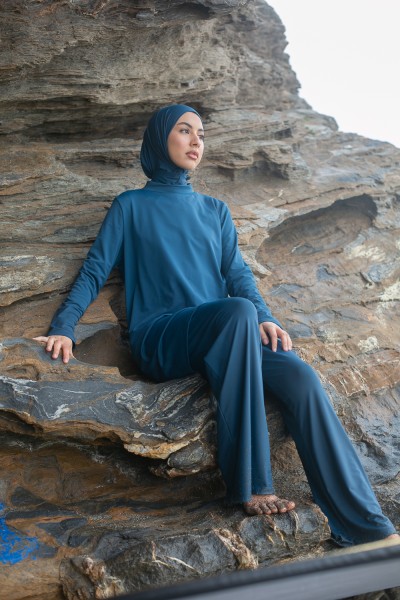 Burkini palazzo azul petróleo