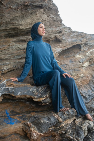 Burkini palazzo azul petróleo