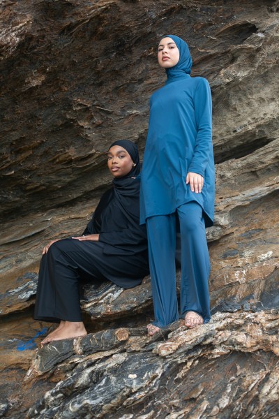Burkini palazzo azul petróleo