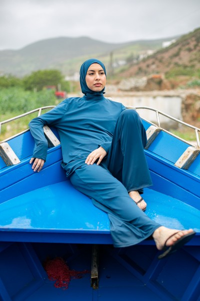 Burkini palazzo azul petróleo