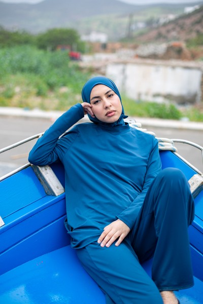 Burkini palazzo azul petróleo