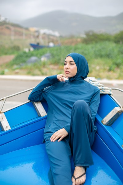 Burkini palazzo azul petróleo