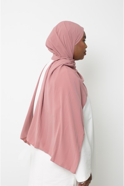 Hijab soie de médine prune rosé