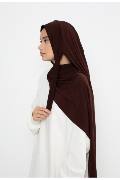 Hiyab premium listo para atar en jersey marrón