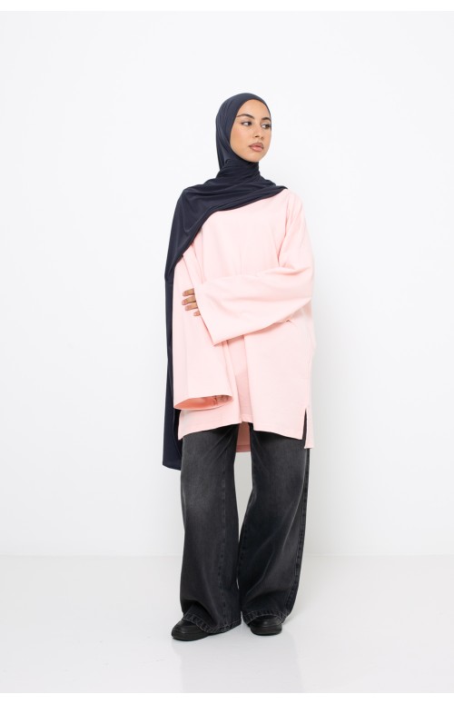 Haut ample coton blush pour femme modeste. Boutique hijab.