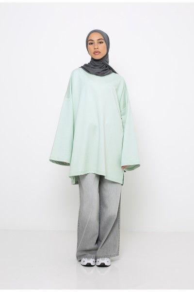 Haut ample coton vert d'eau