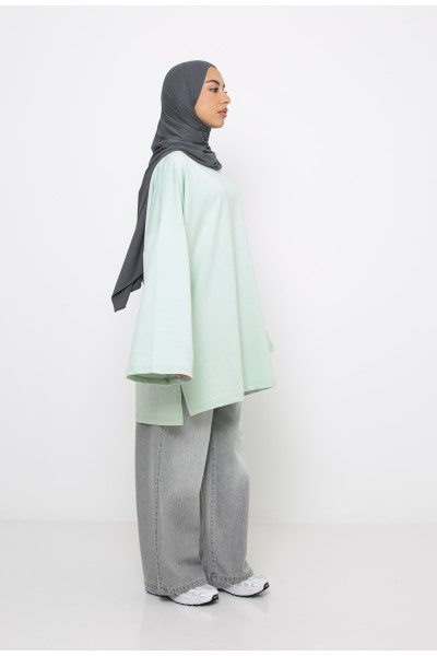 Haut ample coton vert d'eau