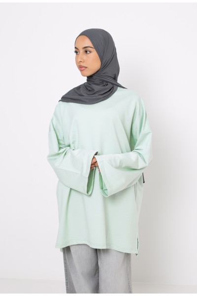 Haut ample coton vert d'eau