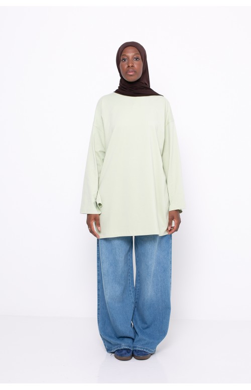 T-shirt long et ample en coton pour femme modeste