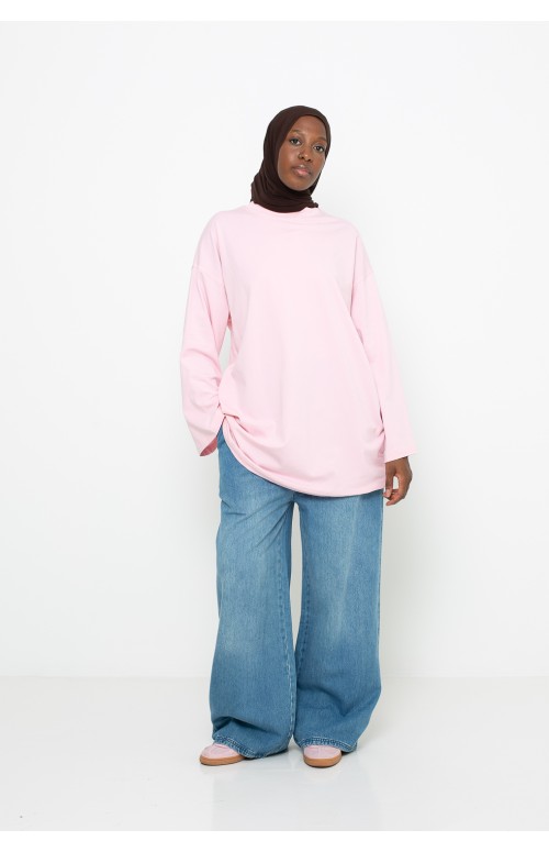 Maxi t-shirt rose long et large pour femme modeste musulmane