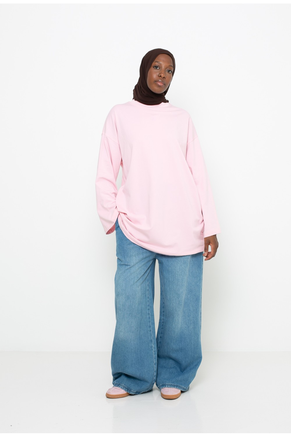 Maxi t-shirt rose long et large pour femme modeste musulmane