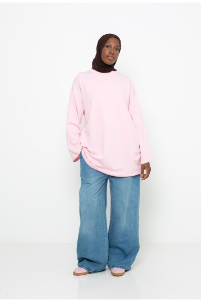 Maxi t-shirt rose long et large pour femme modeste musulmane