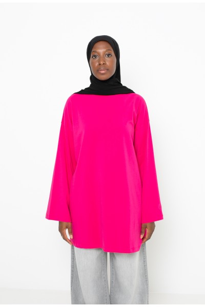 Maxi-T-Shirt in Fuchsie