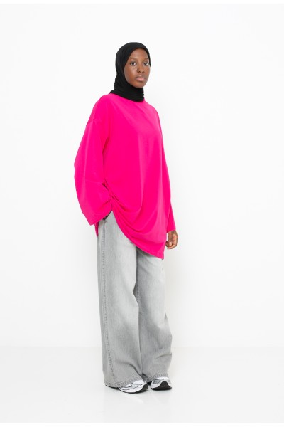 Camiseta maxi fucsia