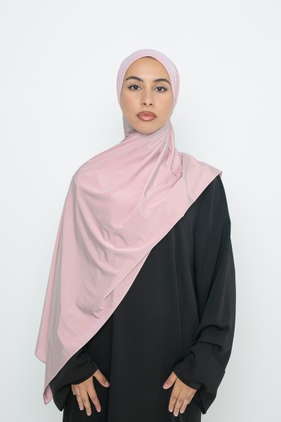 Pink satin jersey hijab