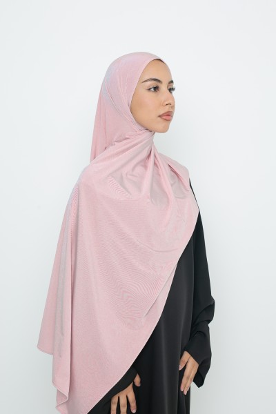 Pink satin jersey hijab