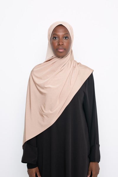 Beige gold satin jersey hijab